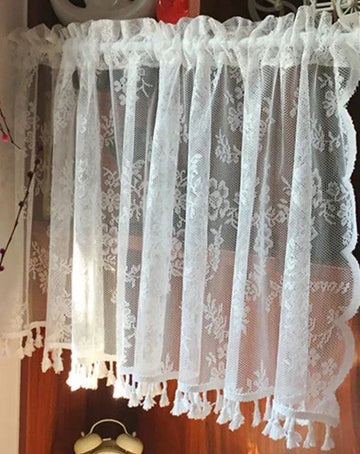 rideau tulle blanc dentelle motifs floraux translucide classique romantique maison 100cmx213cm