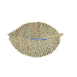 assiettes paille naturel beige vert clair tissage traditionnel franges blanches rustique boho chic