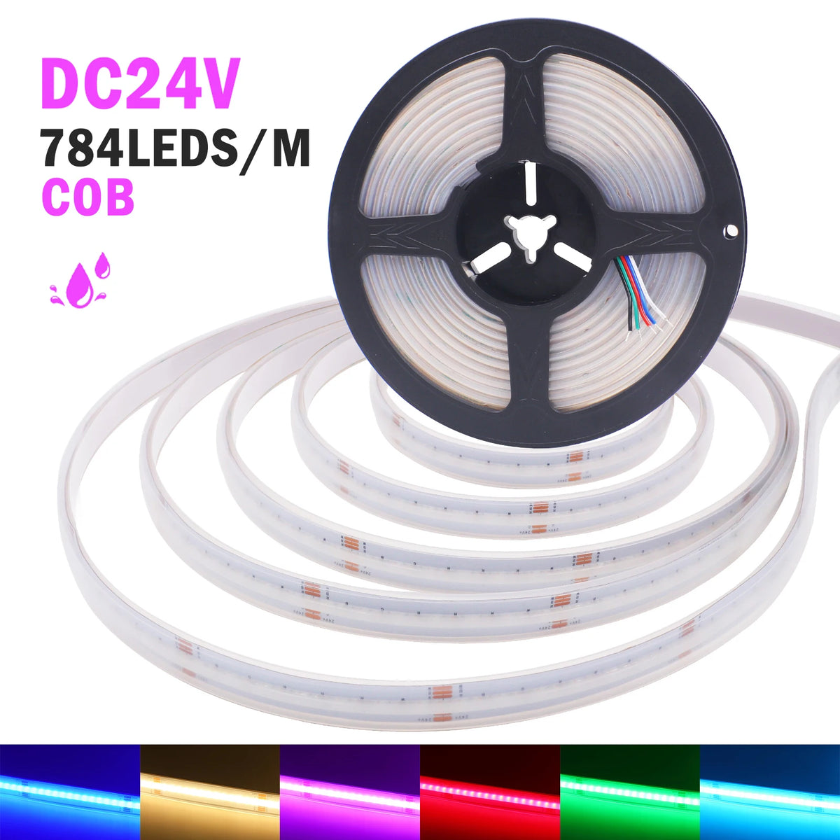 ruban led cob rgbw 24v haute densité étanche adhésif décoration intérieur extérieur moderne