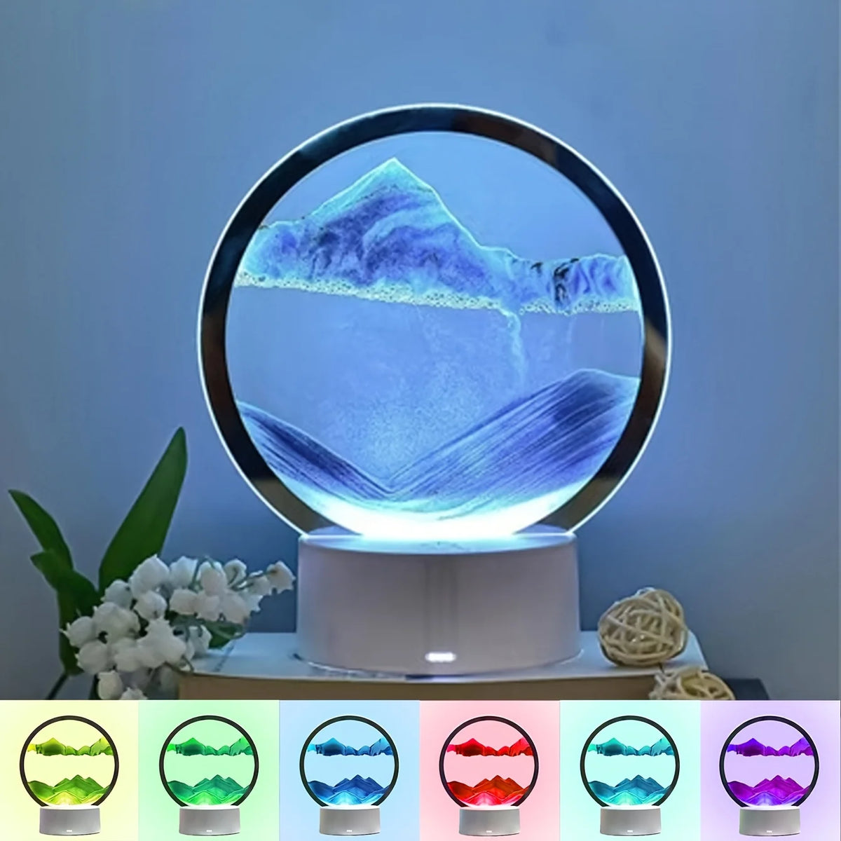 veilleuse lune cristalline led ambre blanche changement couleur ambiance moderne orbianescente