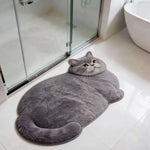 tapis bain gris imprimé chat doux contemporain antidérapant séchage rapide absorbant respectueux environnement 40x60cm