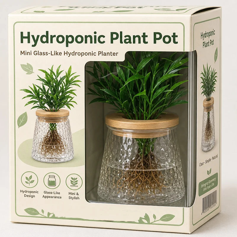pot hydroponique transparent couvercle bois plante succulente purificateur air minimaliste moderne vase culture aquatique