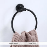 accessoires salle bain noir porte serviettes barre ring vis classiques modernes