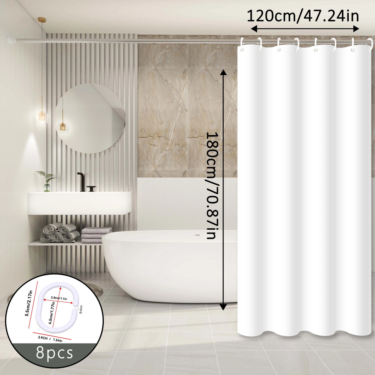 rideau douche blanc minimaliste moderne opaque éva respectueux environnement