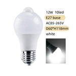 ampoule led 12w blanc détecteur mouvement pir salon parking couloir veilleuse e27 moderne translucent