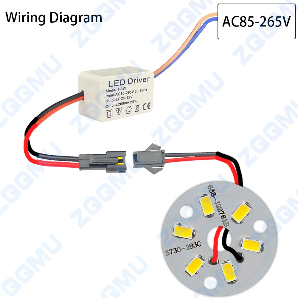 ampoule assemblez soi même led driver plaque 3w blanc neutre 32mm 40mm ac85265v