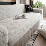 housse canapé velours jacquard fleurs imprimées extensible coussin salon classique vert