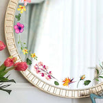 miroir fleur multicolore classique deco salle bains chambre filles acrylique beige doré opacité