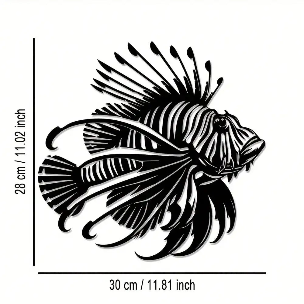 décoration murale poisson stylisé noir beige moderne intérieur 28cm 30cm