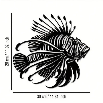 décoration murale poisson stylisé noir beige moderne intérieur 28cm 30cm
