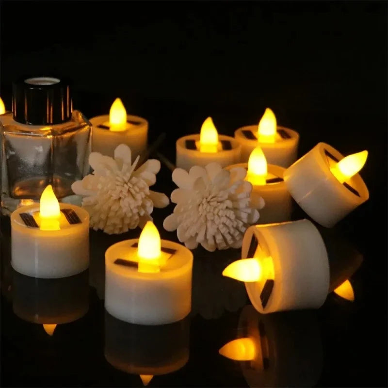 bougies solaires led sans flamme imperméables decoration jardin mariage anniversaire moderne blanches minimalistes