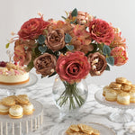 bouquet fleurs artificielles soie roses hortensias pivoines décoration mariage anniversaire intérieur moderne élégant