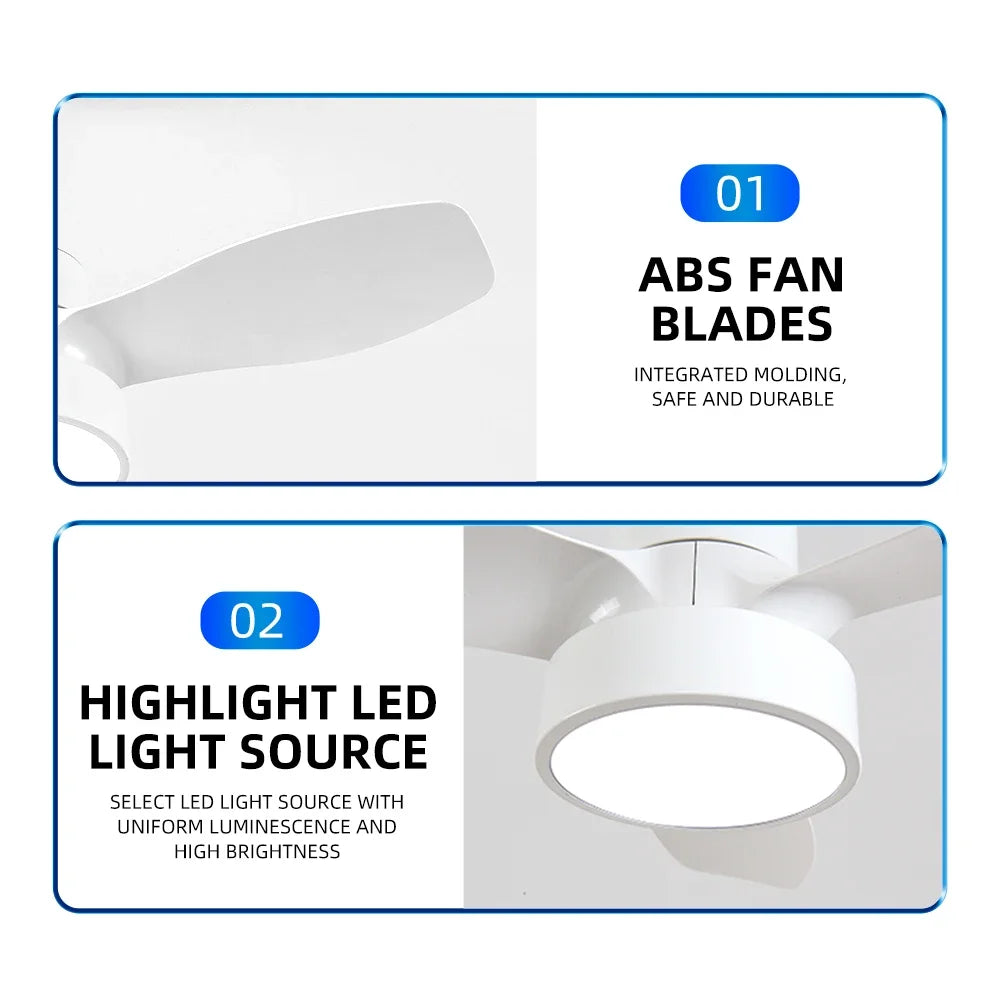 ventilateur moderne led pales réversibles télécommande blanc bois naturel