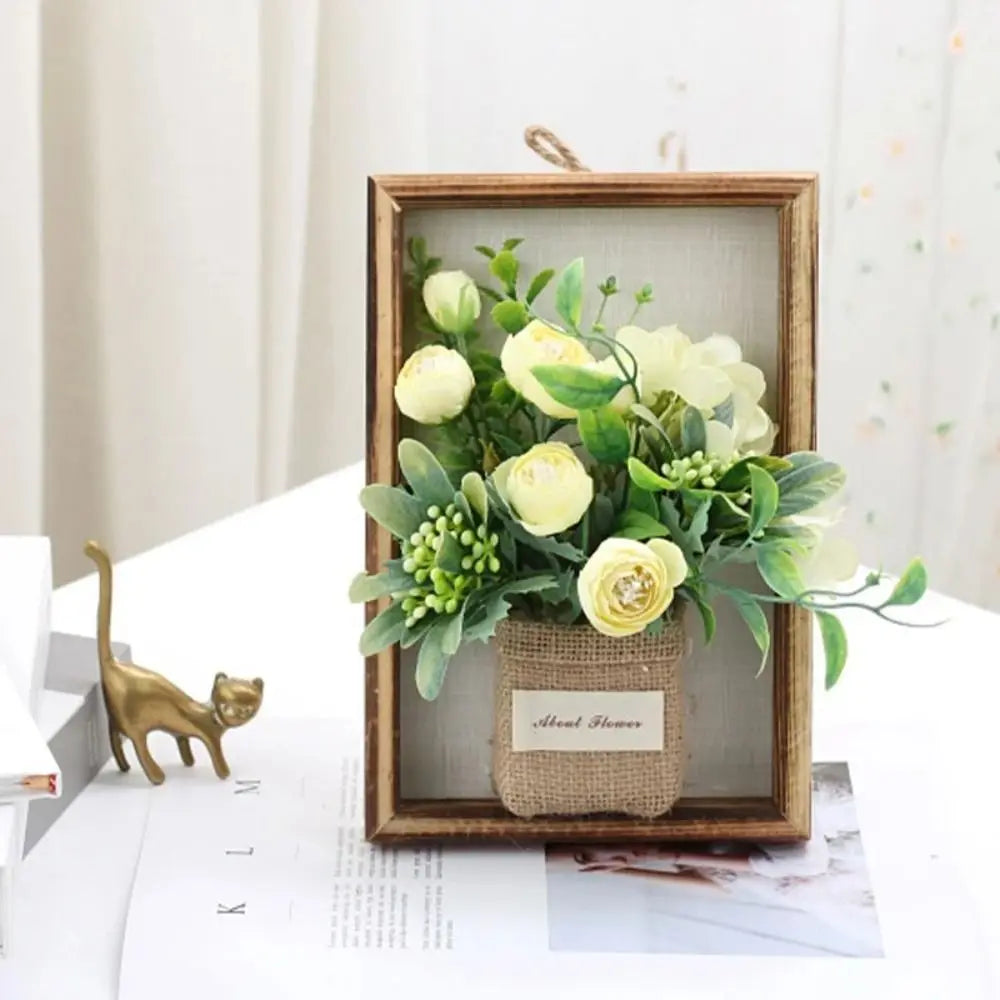 décoration murale bouquet artificiel violet blanc vert rustique bohème toile jute intérieur maison fête