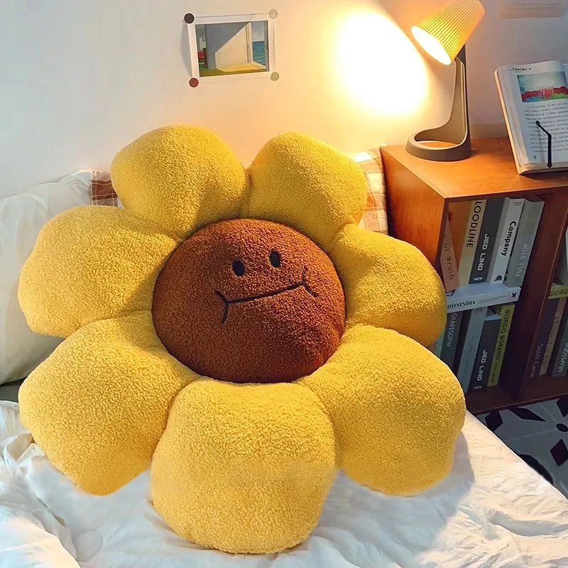 coussin fleuri doux blanc noir pelucheux moderne décoration canapé siège chambre lit