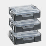 boîtes rangement outils plastique réutilisables gris transparent compartiments modernes poignées