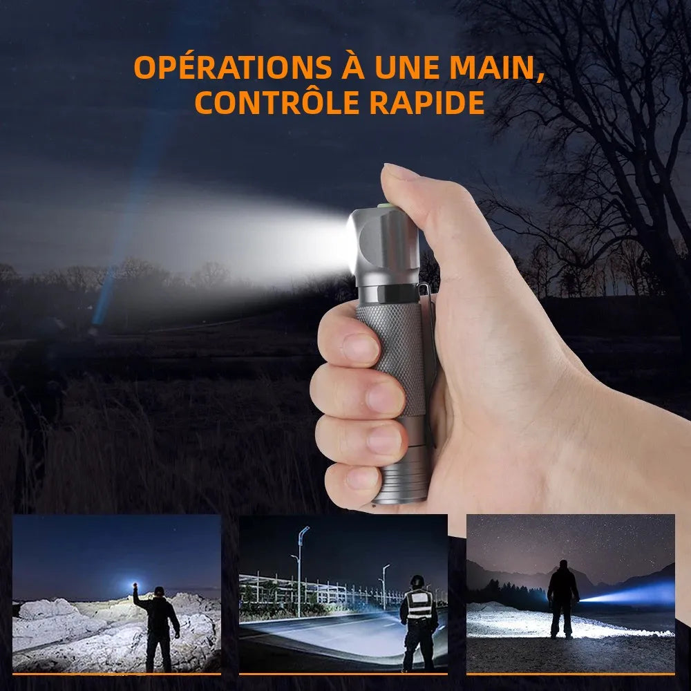 lampe torche led gris métallisé modes ipx4 étanche anti dérapante moderne compact bandeau ajustable
