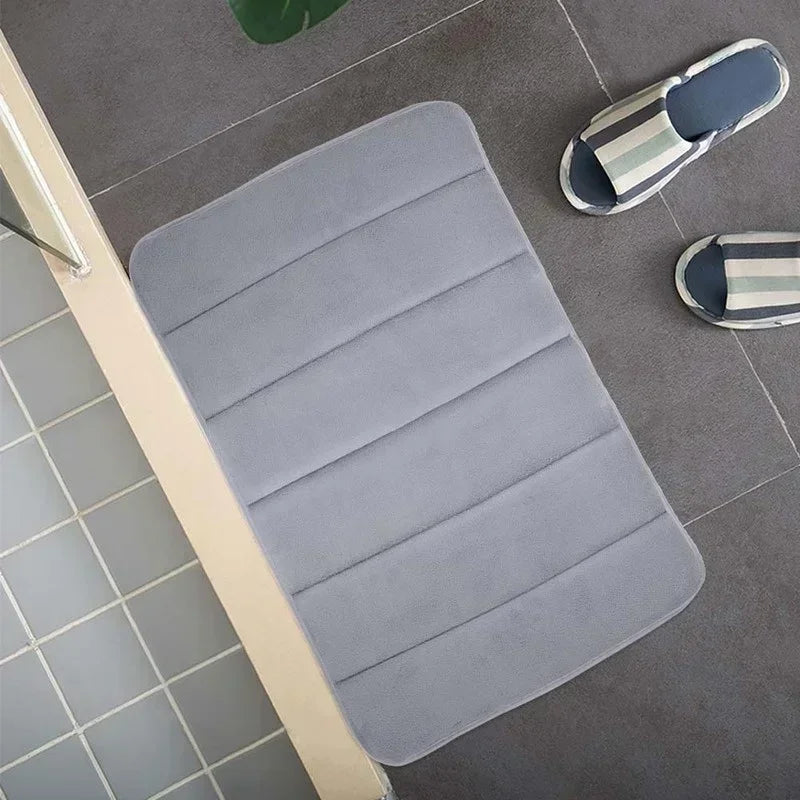 tapis bain polyester rayures horizontales moderne beige gris violet marron absorption d'eau 40x60cmintérieur