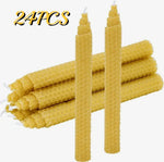 bougies coniques cire d'abeille hexagone jaune sans fumée decoration table classique maison