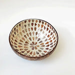 bol décoratif coquille coco artisanal mosaïque bois rangement bijoux clés maison