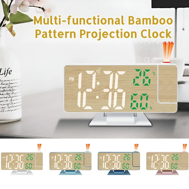 projecteur horloge multifonctionnelle bois naturel blanc mat vert mat minimaliste support table