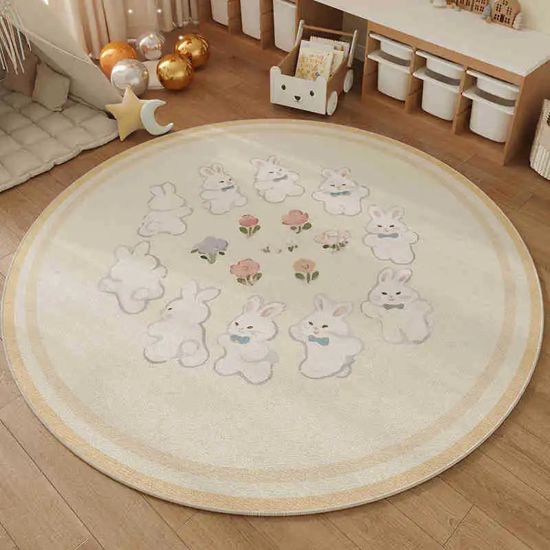 tapis rond alphabet ours enfant floral géométrique polypropylène extérieur salon chambre bébéDecoration festive