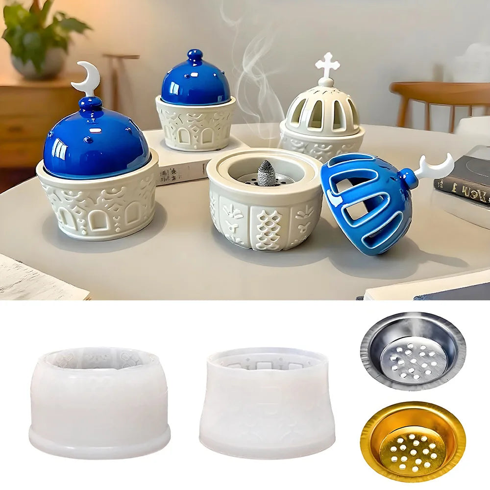 diffuseur huiles essentielles silicone blanc bleu vert motifs géométriques fenêtres modernes