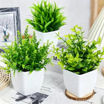 décoration intérieure plante artificielle eucalyptus bonsaï vert feuilles fines moderne sans entretien pot blanc