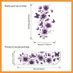sticker mural adhésif fleurs violettes papillons floral romantique décoration intérieure accessoires maison chambre salon