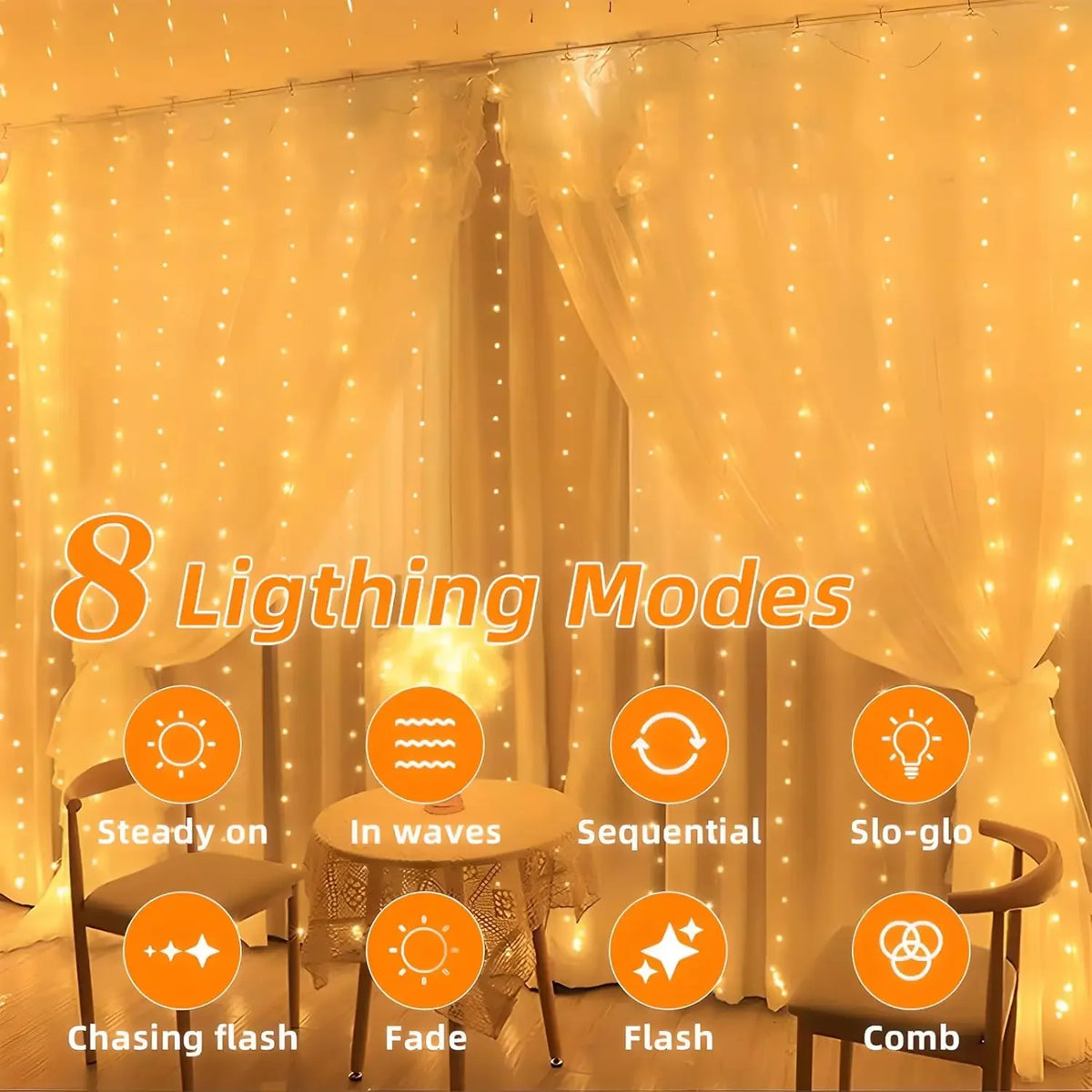 guirlande lumineuse solaire jaune rideau blanc extérieur decoration pergola arbres fleurs