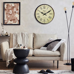 horloge murale classique bois beige números romanos aiguille quartz sans piles vintage salon chambre