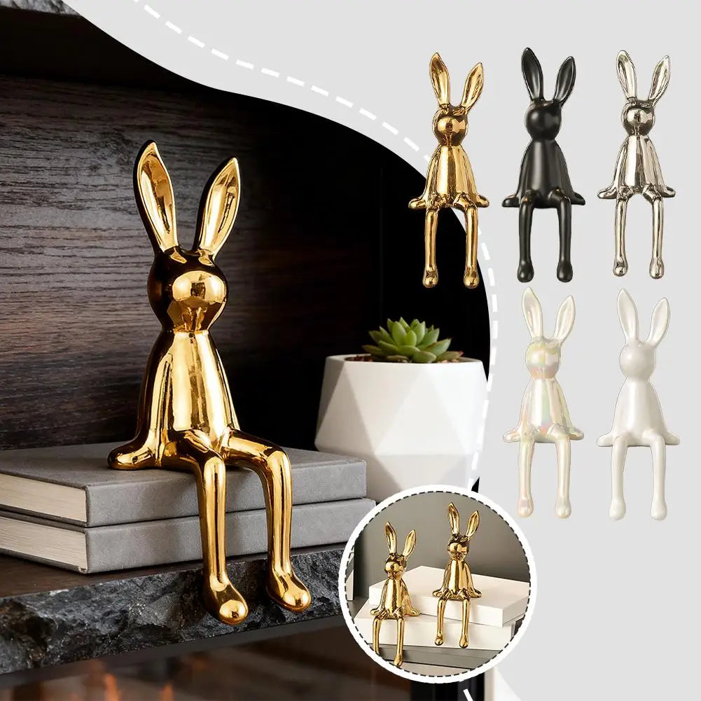figurine céramique moderne blanc noir doré argenté pailleté minimaliste salon entrée armoire TV ornement