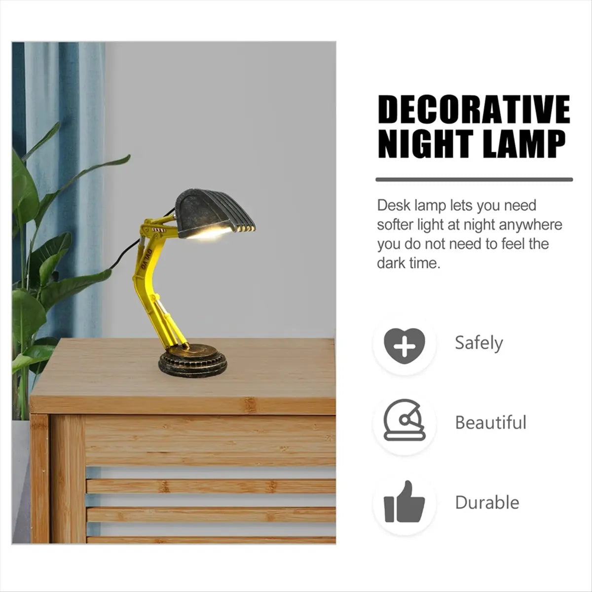 lampe table moderne construction jaune noir sans motif opacité base plate