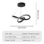 lampe suspendue moderne anneau entrelacés noir blanc doré 249 2000lm