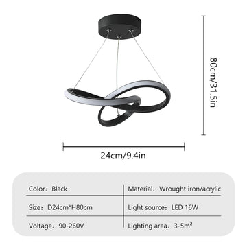lampe suspendue moderne anneau entrelacés noir blanc doré 249 2000lm
