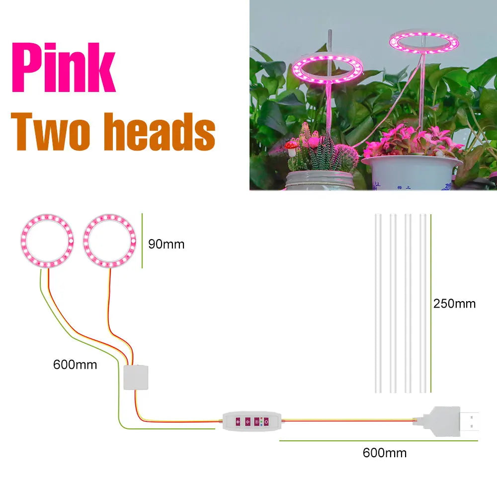 lampe led croissance plante circulaire diodes blanc moderne anneau flexible réglable temps