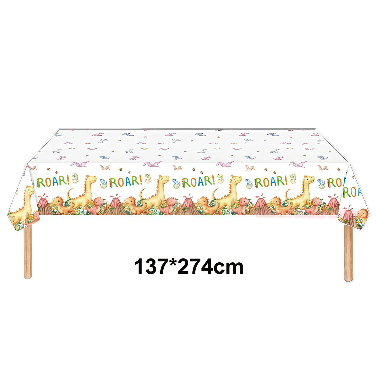 nappe plastique dinosaure motif enfant anniversaire decoration table verte marron blanc