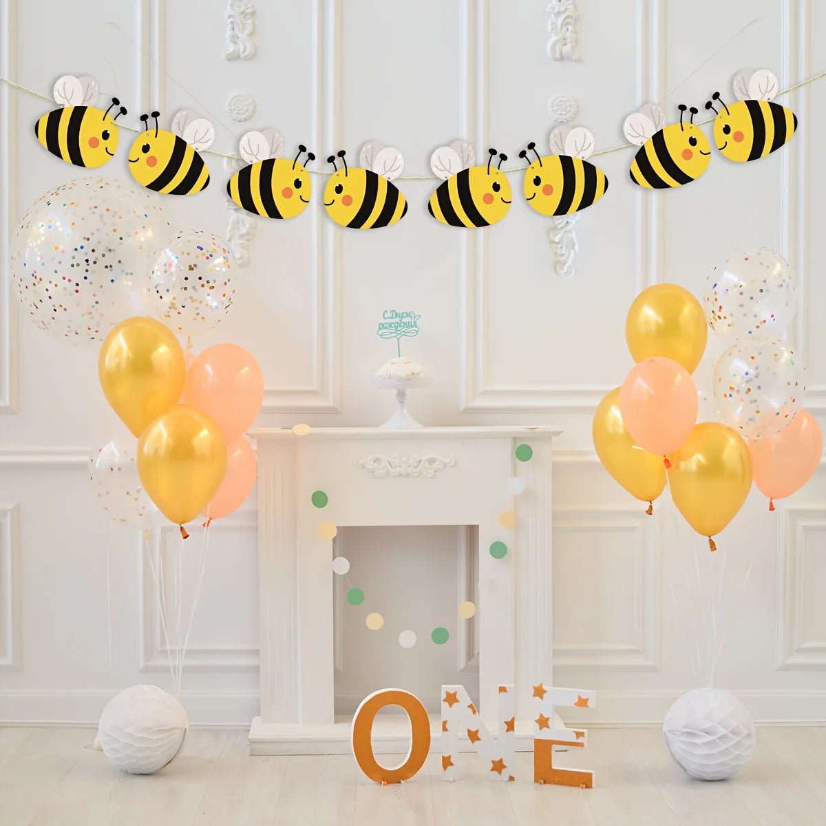 guirlande abeilles anniversaire mariage baptême fêtes enfants décorations papier cartoon okolets motifs