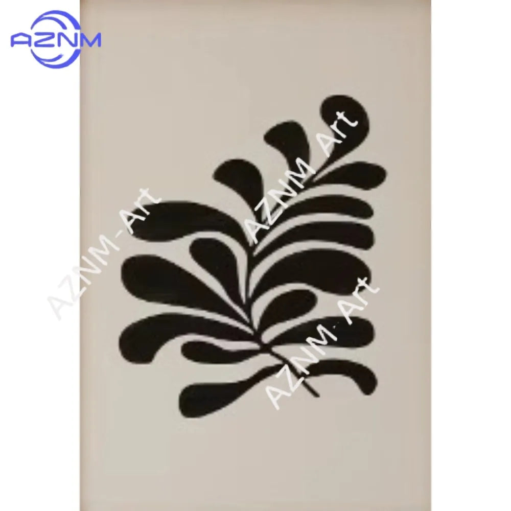 affiches art minimalistes feuilles stylisées abstraction blanche noire décoration salon moderne