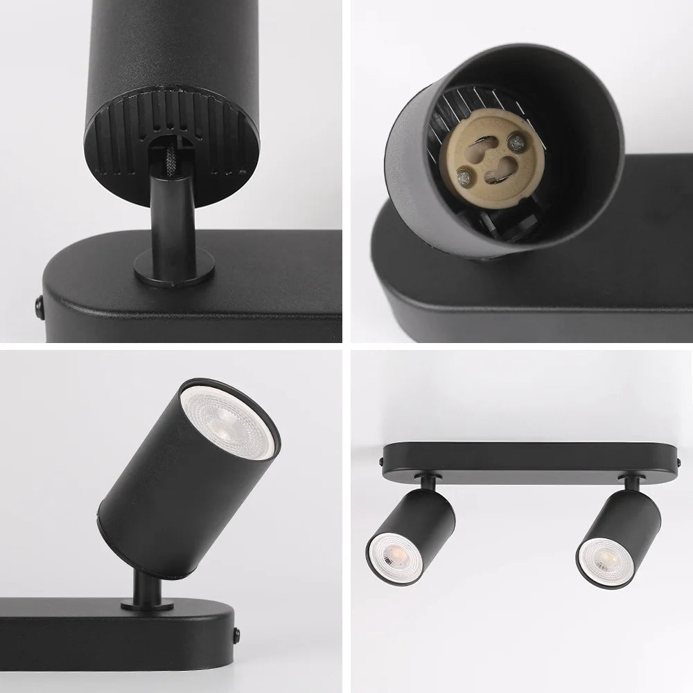 Spot lumineux LED 5W noir mat moderne compatible ampoule GU10 vis fixé