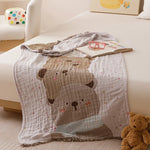 couverture coton animaux motifs douce bébé enfant jacquard absorbante multifacteurs rose gris blanc