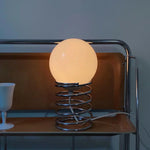 lampe table moderne sphérique spirale métallique blanc chrome