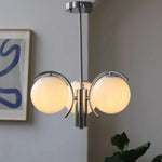 lustre led moderne sphères translucides blanc chrome interrupteur tactile salon chambre