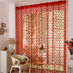rideaux décoratifs bohèmes motifs cœurs tissu transparent romantique tringle rideaux