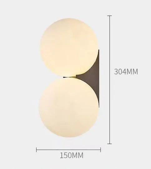 lampe murale moderne minimaliste sphérique verre blanc doré opacité fixée mur