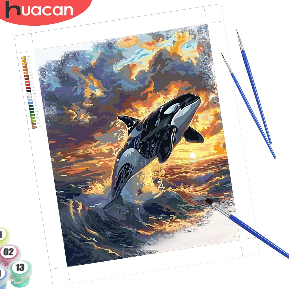 tableau peindre orque coucher soleil coloré peinture acrylique pinceaux peinture maison décoration mur noire