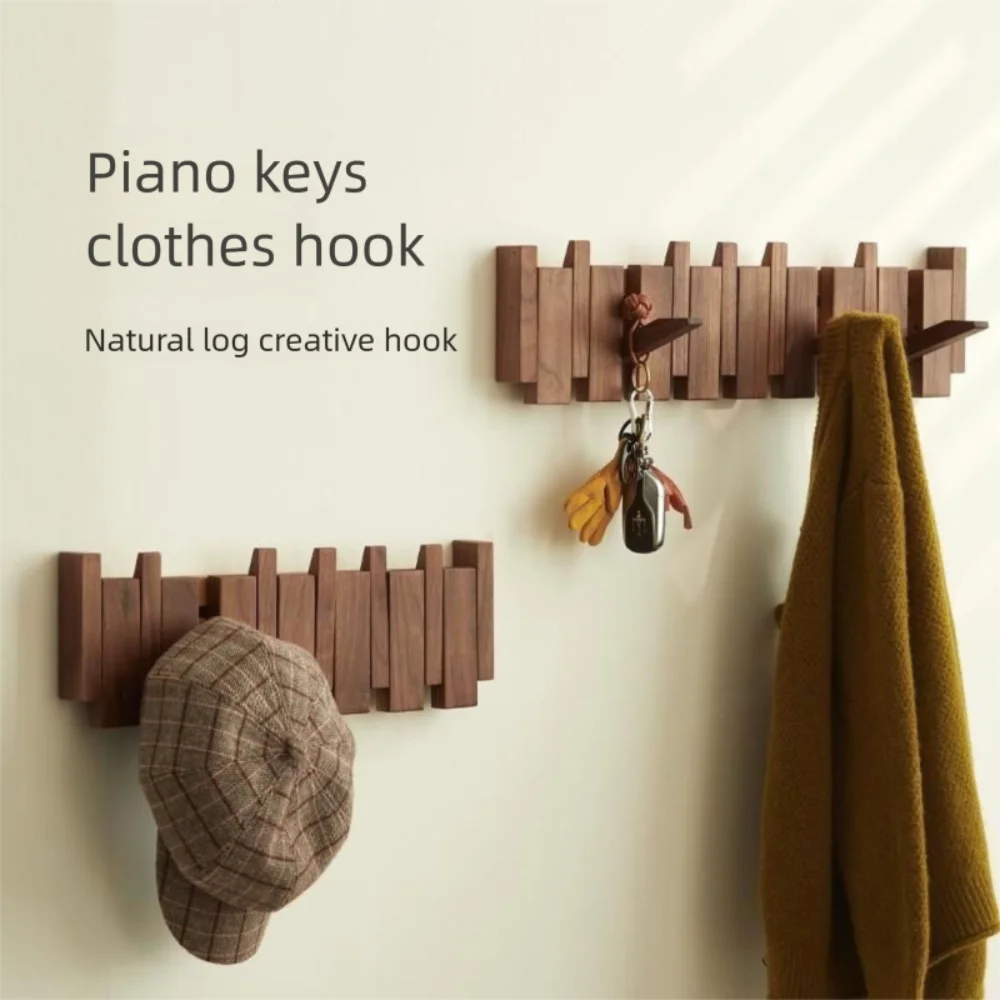 porte manteaux mural bois crochets piano moderne chapeau clés sac dos minimaliste decoration intérieure