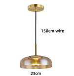 luminaire suspension verre moderne doré transparent brillant câble noir chambre salon éclairage nordique chambre