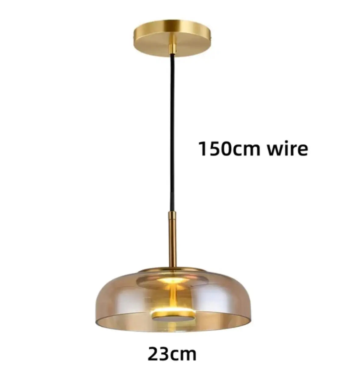 luminaire suspension verre moderne doré transparent brillant câble noir chambre salon éclairage nordique chambre
