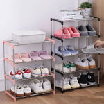 étagère chaussures empilable noir moderne rangement chaussures baskets bottes sacs pvc structure métallique panneaux